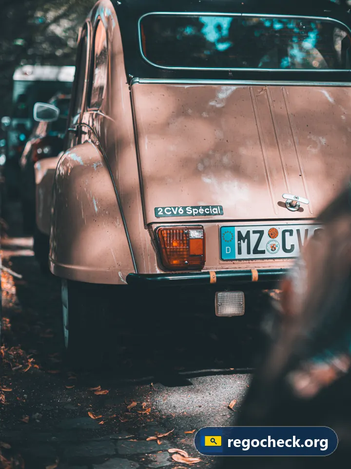 Duitse kentekens check: roze Citroën 2CV oldtimer met Duits kenteken
